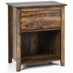 Nightstand Side Coffee Table Storage Drawer Antiqued