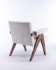 Accent chair, KD rubber wood legs with black finish. Fabric cover the seat. With a cushion.Cream